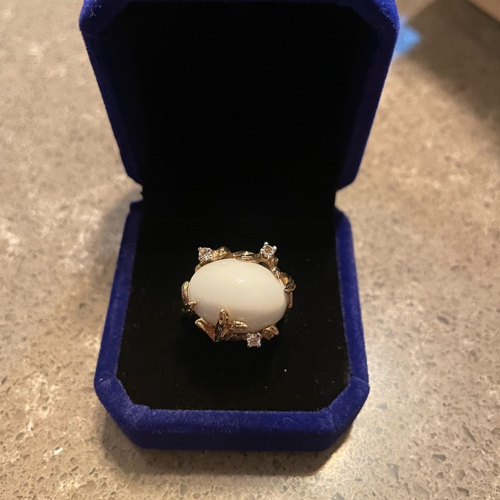 Vintage Panetta Gold and White Women's Ring